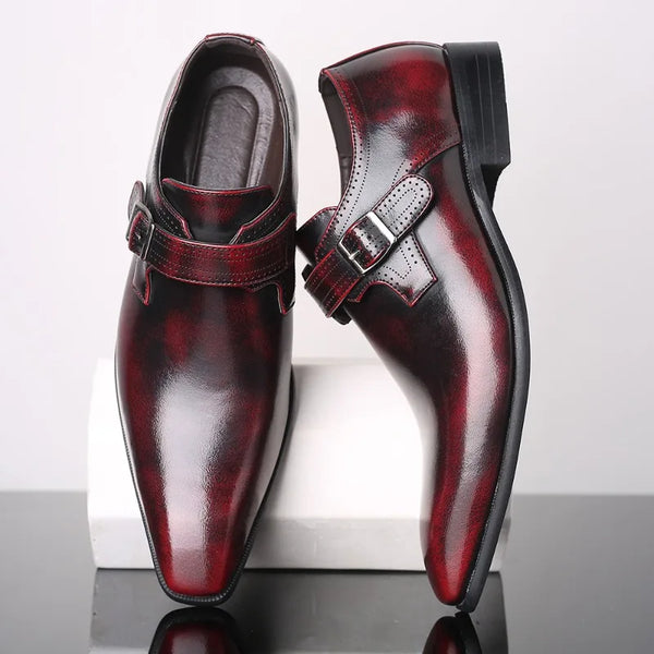 Men Pointed Toe Leather Shoes Slip On Low Heel Footwear